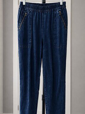 Dex Lightweight Tencel Jogger Pants | Denim Look | Elastic Waist | Size S